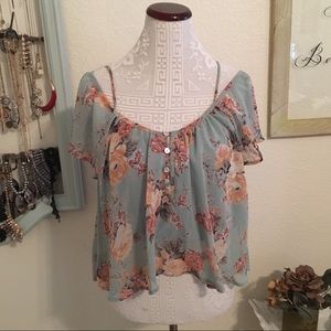 Cold Shoulder Floral Blouse